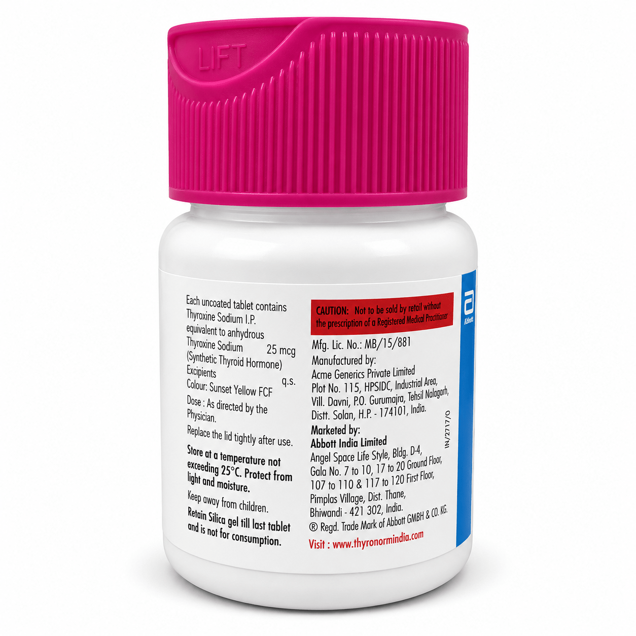THYRONORM 25mcg 120 Tablets - HEALTH AIM PHARMACY