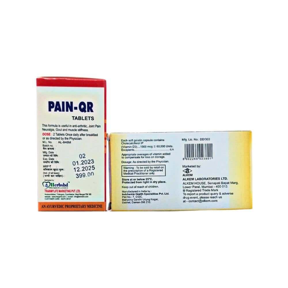 Uprise - D3 60K Capsule & Pain - QR Tabletes (combo pack) - HEALTH AIM PHARMACY