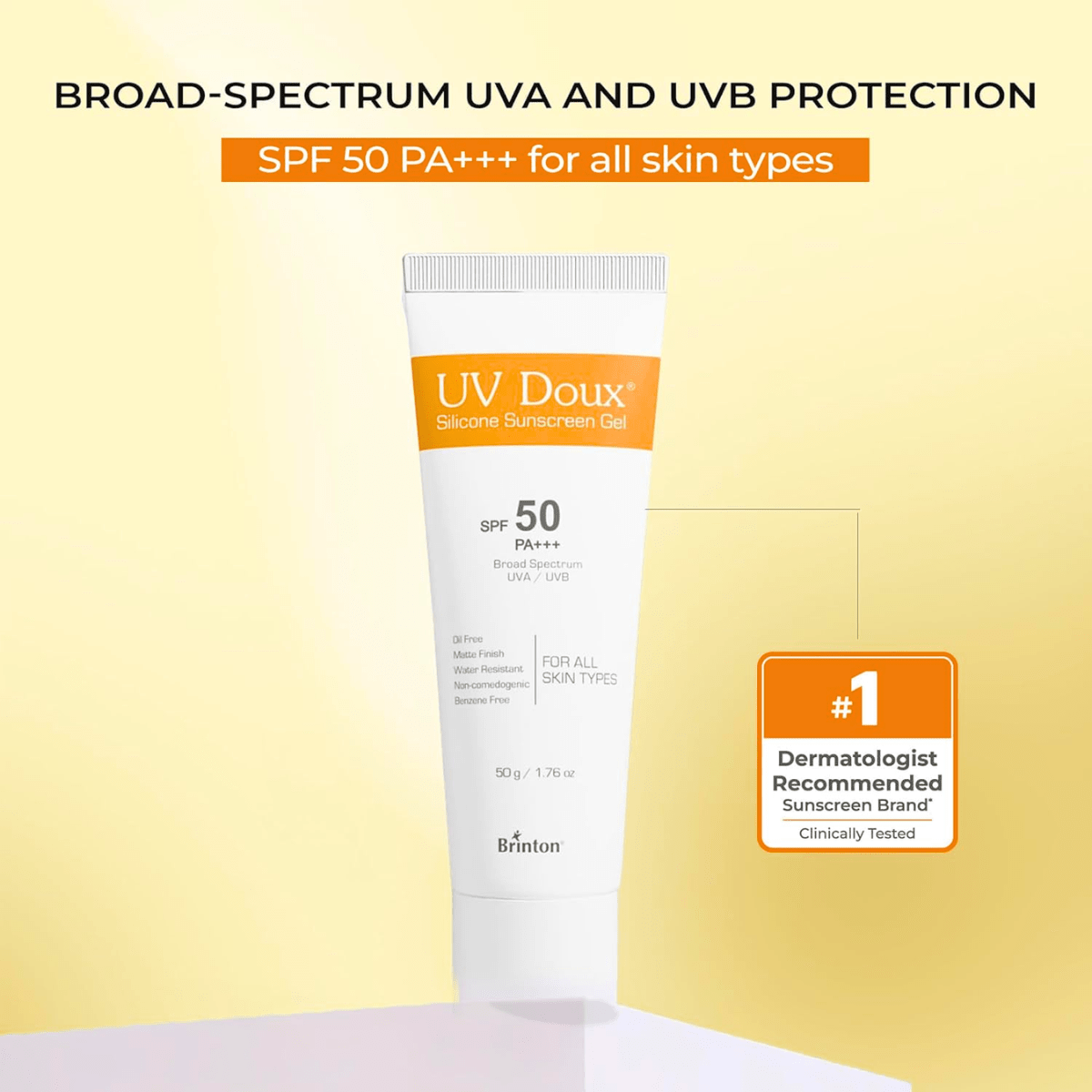UV Doux Silicone Sunscreen Gel SPF 50 PA+++ | Oil - Free, Matte Finish & Water - Resistant 100G - HEALTH AIM PHARMACY