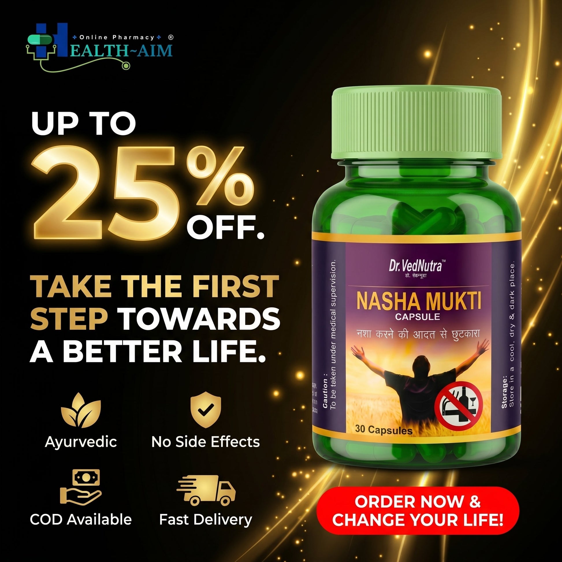 VedNutra Nasha Mukti Ayurvedic Capsules | Herbal Wellness Support for Healthy Lifestyle & Mental Balance | 30Caps - HEALTH AIM PHARMACY