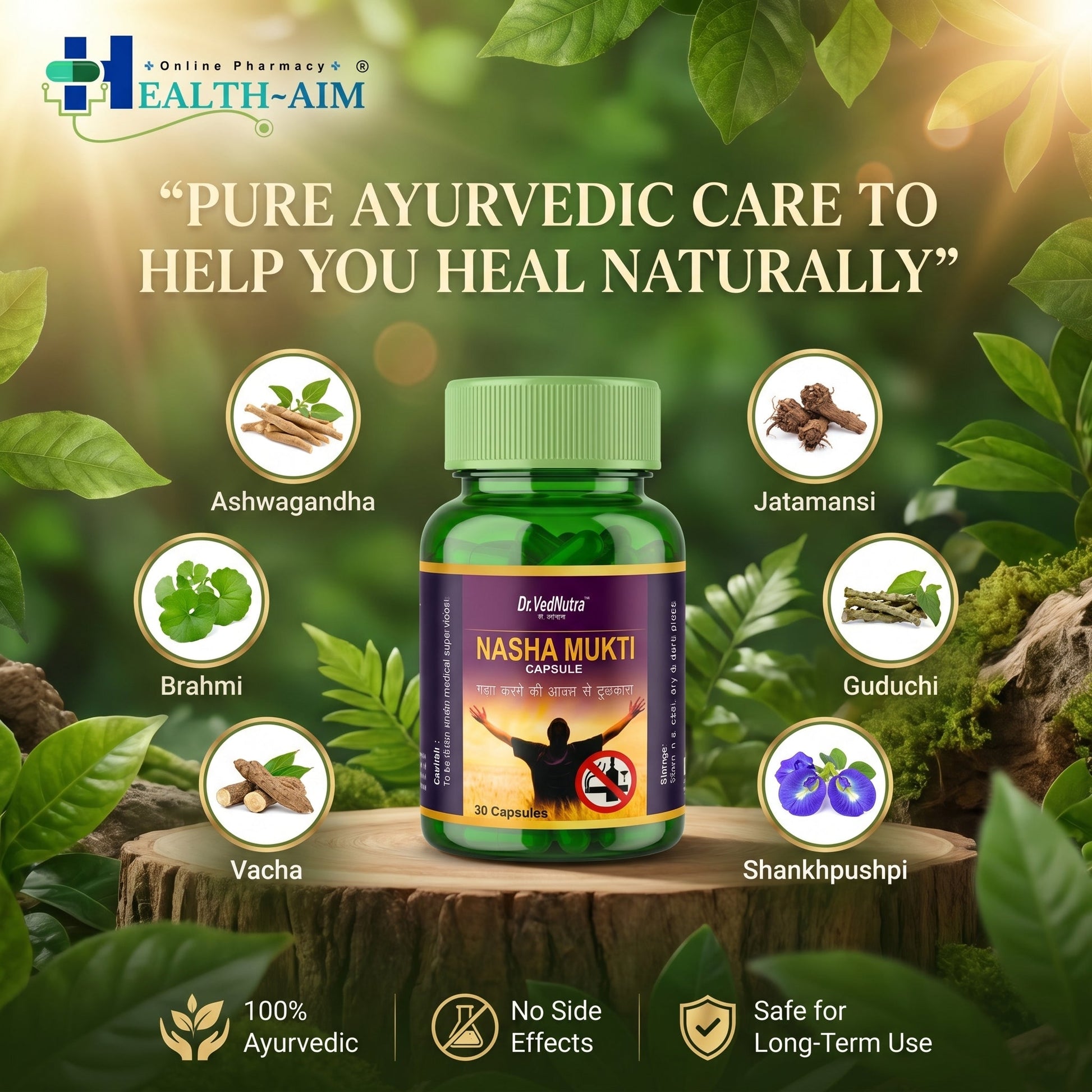 VedNutra Nasha Mukti Ayurvedic Capsules | Herbal Wellness Support for Healthy Lifestyle & Mental Balance | 30Caps - HEALTH AIM PHARMACY