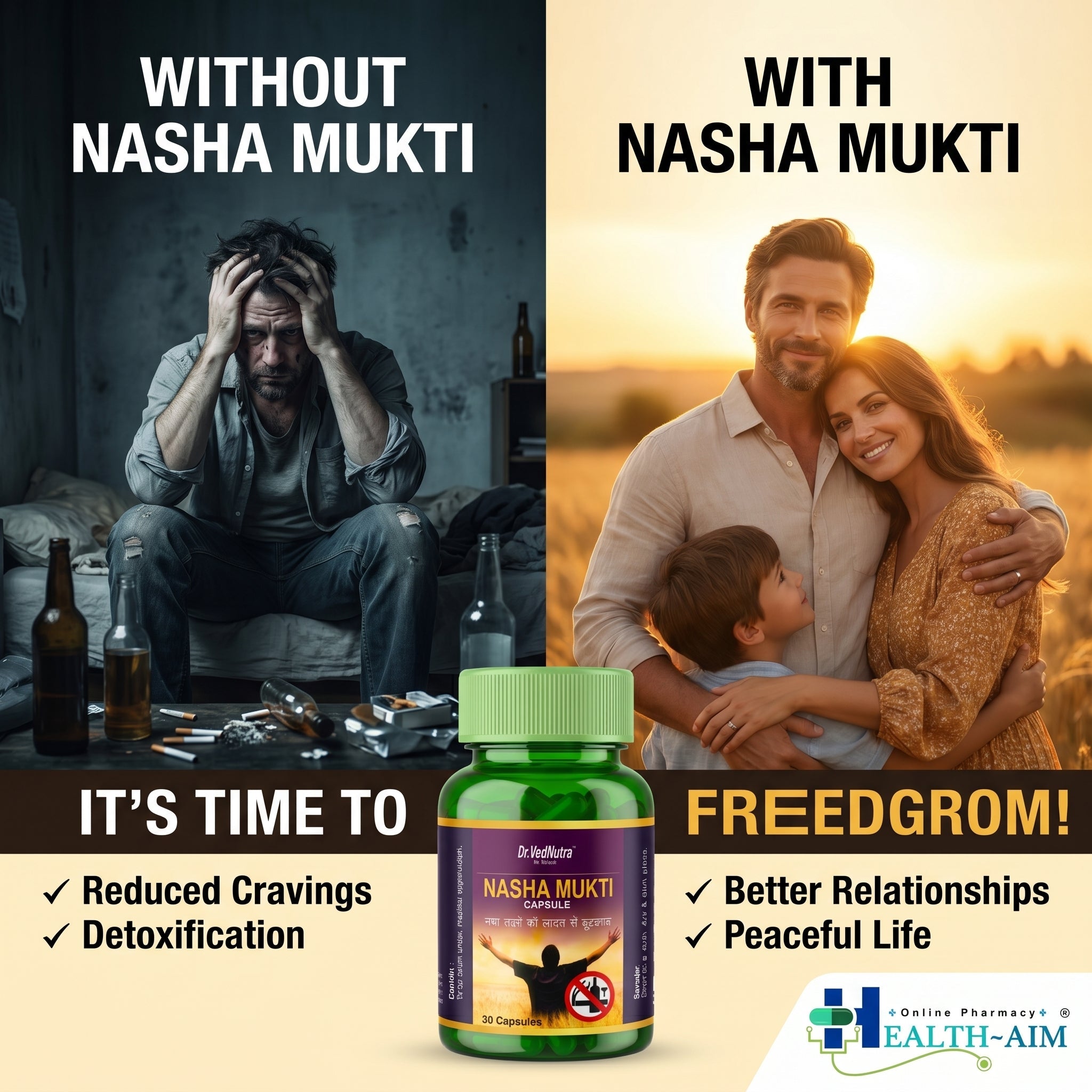 VedNutra Nasha Mukti Ayurvedic Capsules | Herbal Wellness Support for Healthy Lifestyle & Mental Balance | 30Caps - HEALTH AIM PHARMACY
