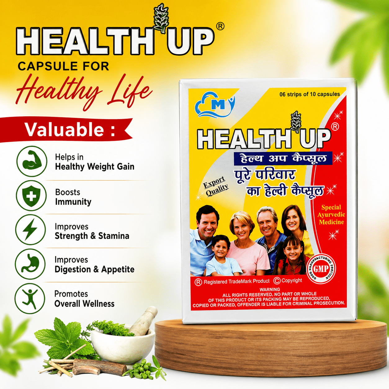 Weight Gainer Health Up Capsule for Healthy Life | Pack of 3 - HEALTH AIM PHARMACY