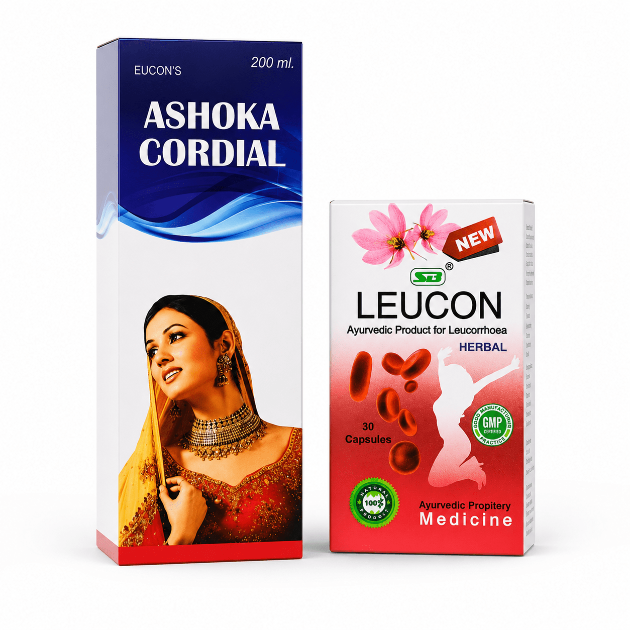 Women's Health Care Combo Pack: Ayurvedic ASHOKA Cordial Syrup & Leucon Capsule - 200ml + 30Caps - HEALTH AIM PHARMACY