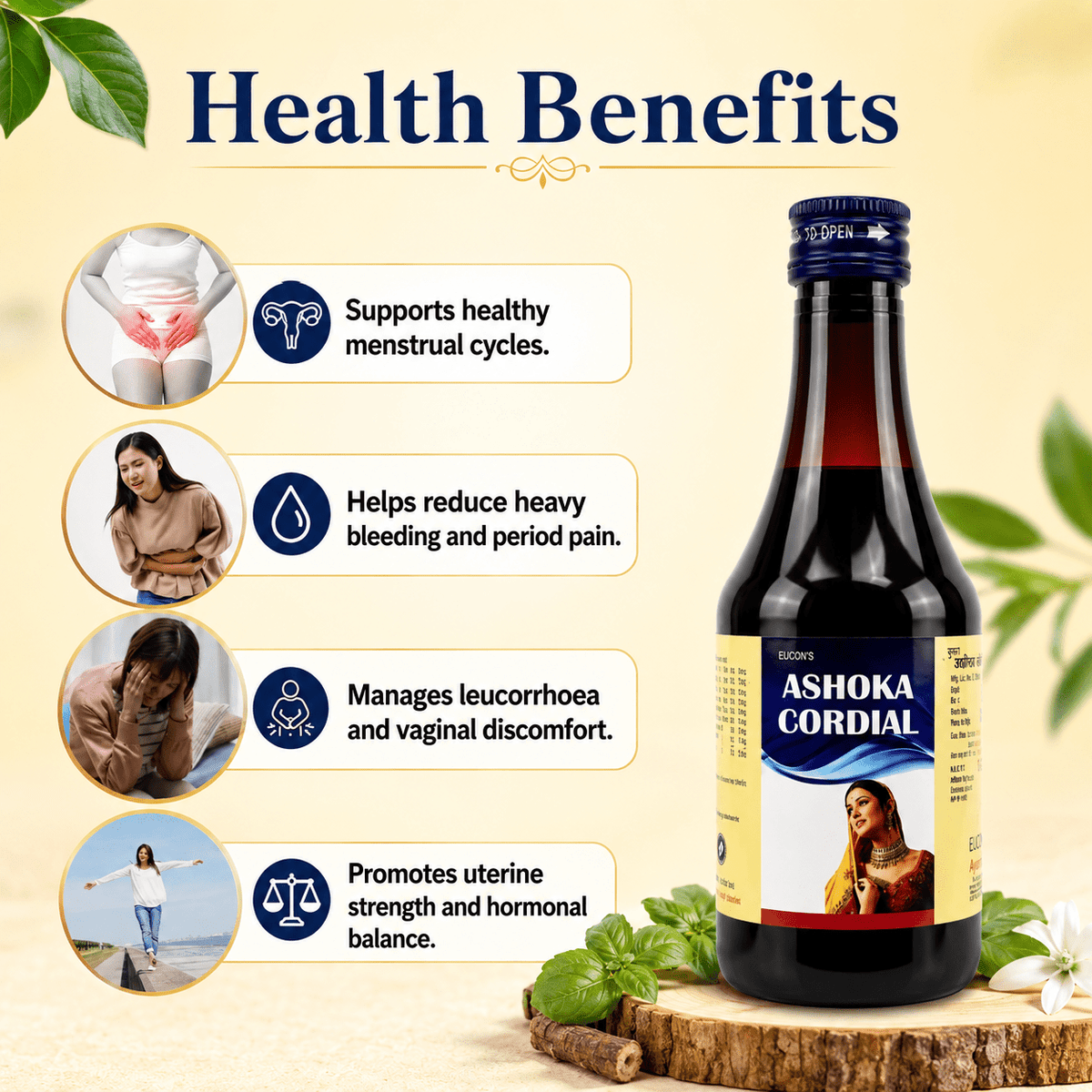 Women's Health Care Combo Pack: Ayurvedic ASHOKA Cordial Syrup & Leucon Capsule - 200ml + 30Caps - HEALTH AIM PHARMACY